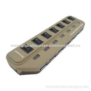 7 Ports USB2.0 Hub with 5V/2A Power Adapter, Plug-and-play Function, OEM Orders Welcomed